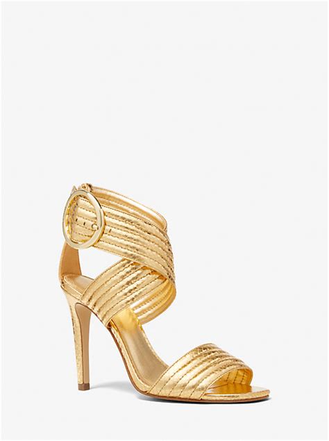 remi sandal michael michael kors|Remi Metallic Snake Embossed Leather Sandal .